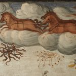 Salone d'Onore. Affresco Astolfo in volo verso la luna sul carro di Elia, particolare.