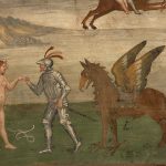 Salone d'Onore. Affresco Ruggiero ha salvato Angelica dall'Orca, particolare.