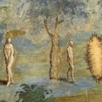Sala della Creazione. Affresco Cacciata dal Paradiso Terrestre, particolare
