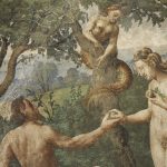 Sala della Creazione. Affresco parete sud peccato originale, particolare