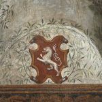Sala da pranzo. Decorazione della parete nord, stemma della famiglia Ottaviani-Sforza