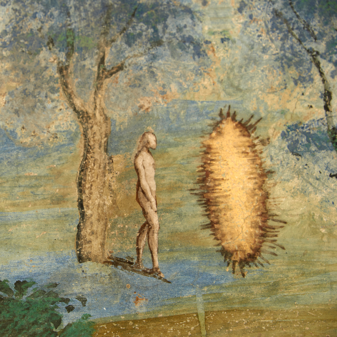 Dettaglio di una scena affrescata nella Sala della Creazione