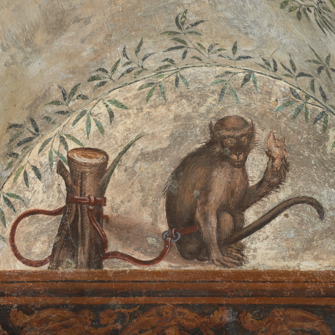Dettaglio di una scena affrescata nella Sala da pranzo